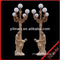Yellow Stone Hand Carved Marble Light Statues With Life Size Man Sculptures YL-R421